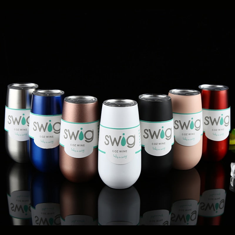 Swig Wine Cup Champagne Beer 6oz Camo With Lids Termos Stemless Flute Stainless Swig Tumbler Thermos Vacuum Flask Insulated