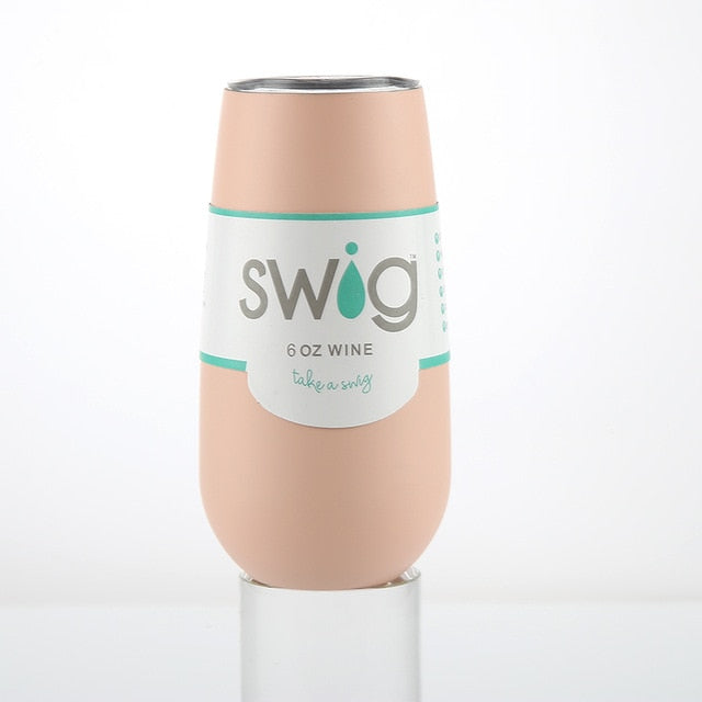 Swig Wine Cup Champagne Beer 6oz Camo With Lids Termos Stemless Flute Stainless Swig Tumbler Thermos Vacuum Flask Insulated
