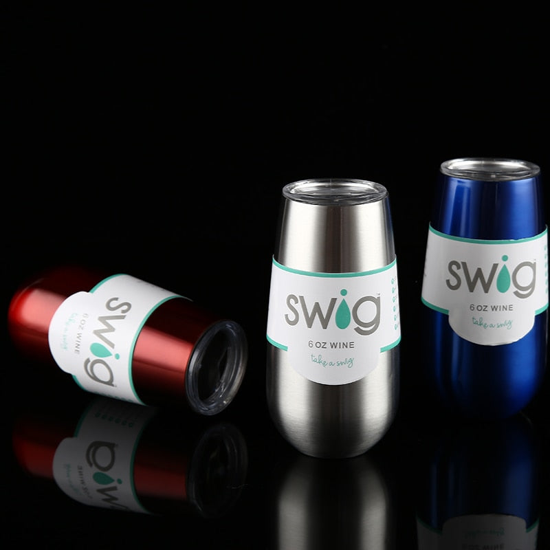 Swig Wine Cup Champagne Beer 6oz Camo With Lids Termos Stemless Flute Stainless Swig Tumbler Thermos Vacuum Flask Insulated