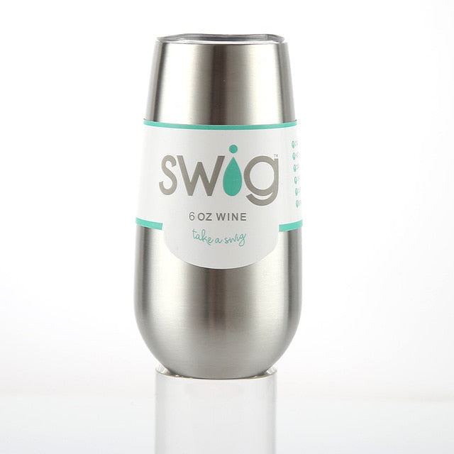 Swig Wine Cup Champagne Beer 6oz Camo With Lids Termos Stemless Flute Stainless Swig Tumbler Thermos Vacuum Flask Insulated