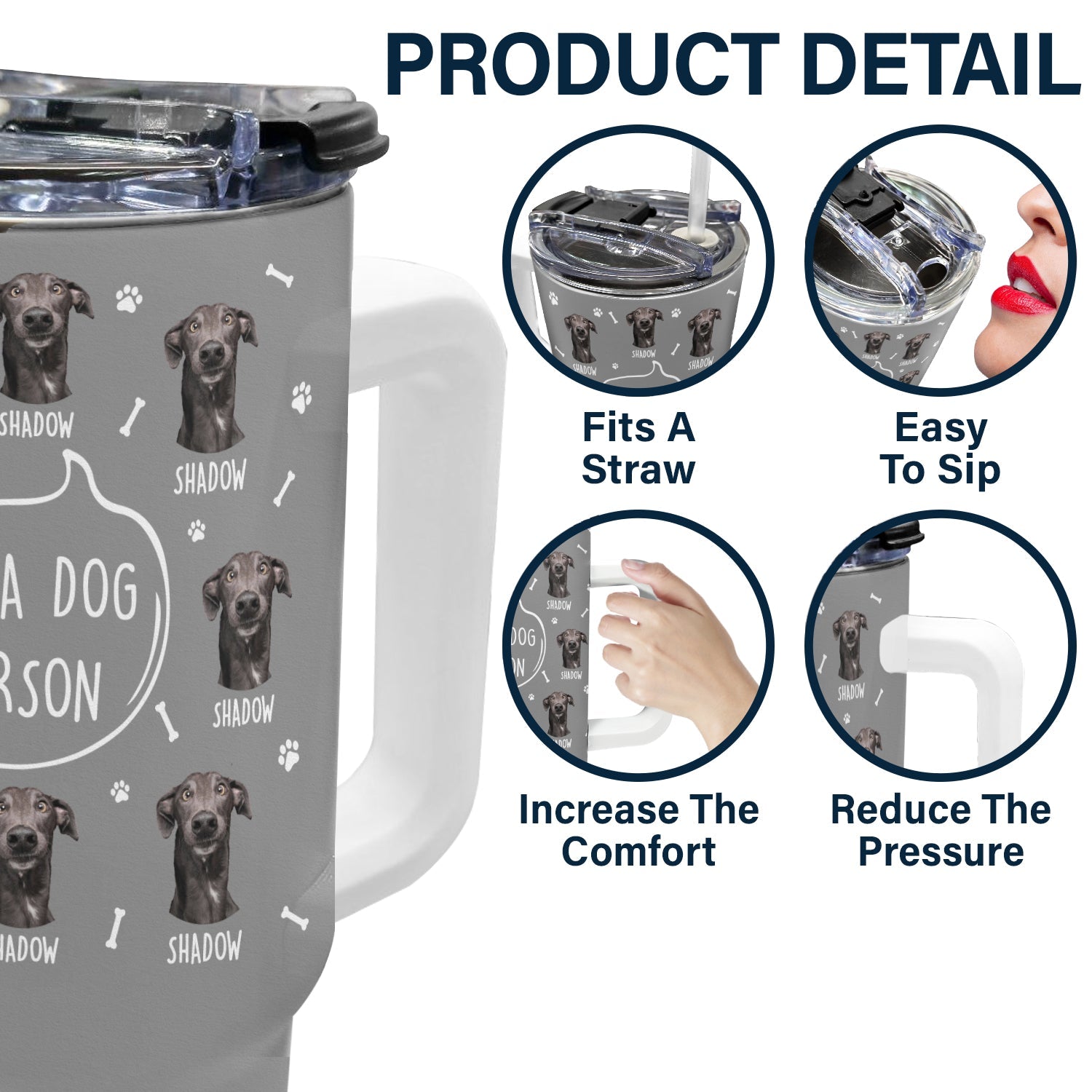 Custom Photo I'm A Dog Person - Gift For Dog Mom, Dog Dad, Dog Lovers - Personalized 40oz Tumbler With Straw
