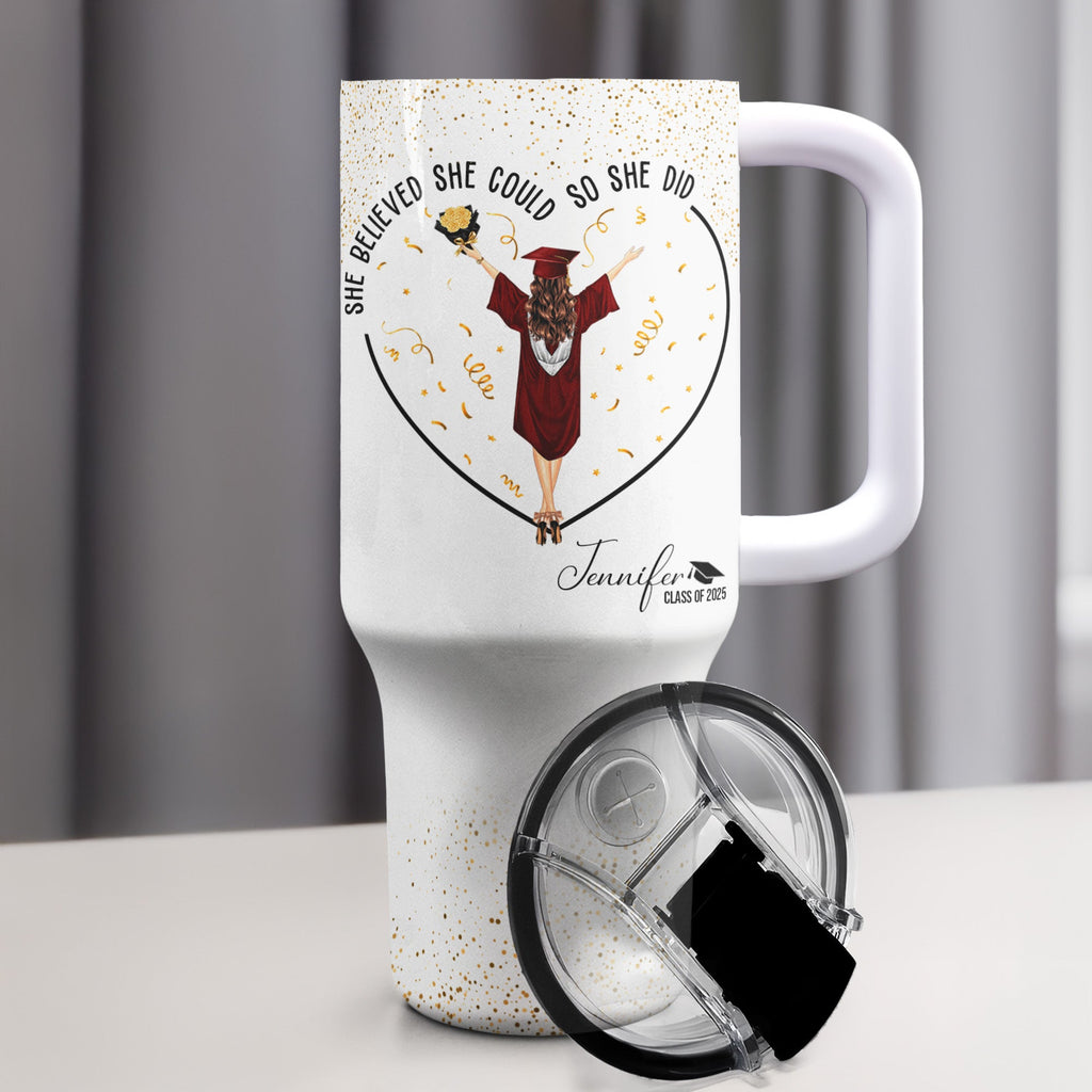 She Believed She Could So She Did - Personalized 40oz Tumbler With Straw
